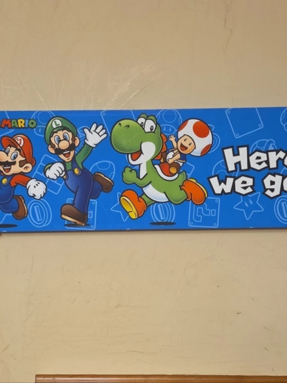 Super Mario Here We Go! Canvas Wall Art Blue